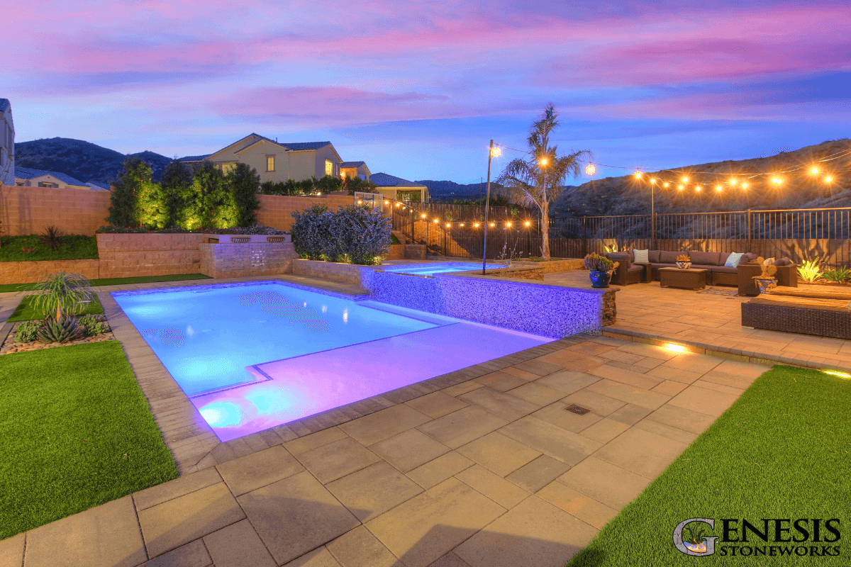 Genesis Stoneworks New Pool, Pavers, Artificial Turf, & Walls Installation