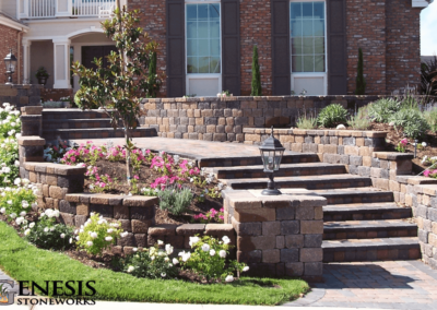 Genesis Stoneworks Old Country Manor Wall & Paver Steps Installation 1