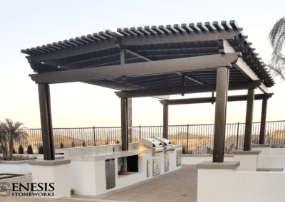 Genesis Stoneworks Patio Cover, Outdoor Kitchen, BBQ, Seating Walls, & Pavers Install