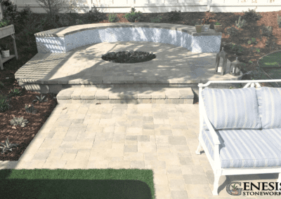 Genesis Stoneworks Patio Pavers, In-ground Fire Pit & Seating Wall Installation