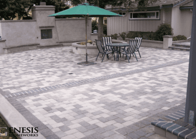 Genesis Stoneworks Patio Pavers, Walls, & Clay Bullnose Caps Installation