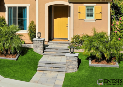 Genesis Stoneworks Paver Entryway & Steps, Pilasters, & Turf