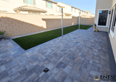 Genesis Stoneworks Paver Patio with Artificial Turf Install