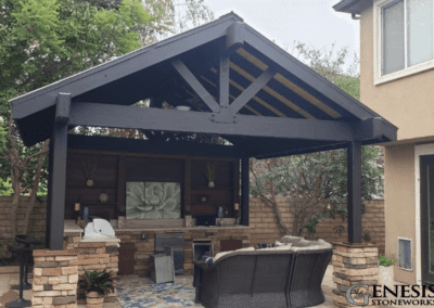Genesis Stoneworks Peaked Patio Cover & Outdoor Kitchen Installation
