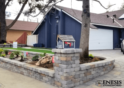 Genesis Stoneworks Pilaster, Walls, Pavers, & Turf Installation