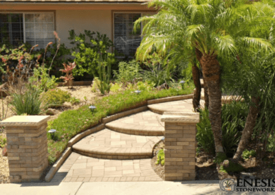 Genesis Stoneworks Pilasters & Curved Entry Walkway