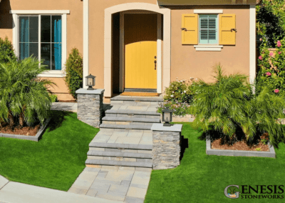 Genesis Stoneworks Pilasters, Entry Walkway & Turf