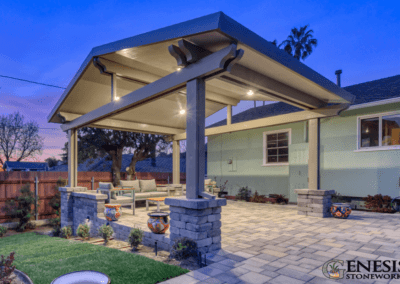 Genesis Stoneworks Pilasters, Patio Cover, & Pavers