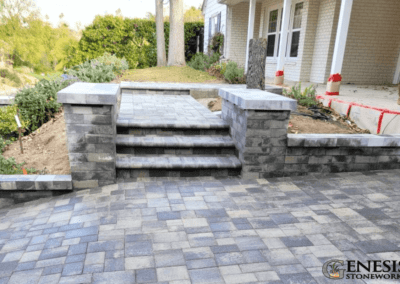 Genesis Stoneworks Pilasters, Walls, & Paver Driveway