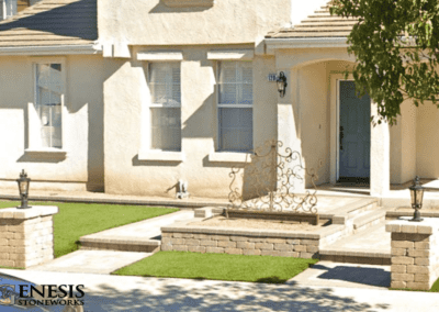 Genesis Stoneworks Pilasters, Walls, Pavers & Turf