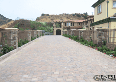 Genesis Stoneworks Pillars & Paver Driveway