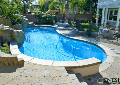 Genesis Stoneworks Pool Deck Flagstone Pavers, Wall, & Coping