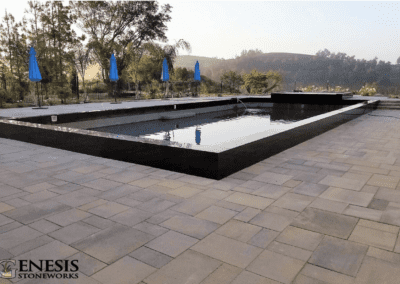 Genesis Stoneworks Pool Deck Pavers, New Pool Build with Black Tile