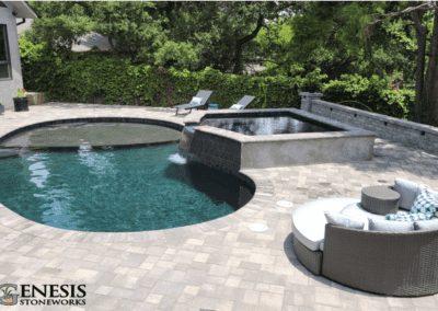 Genesis Stoneworks Pool Remodel, New Spa, Wall, & Pool Deck Pavers