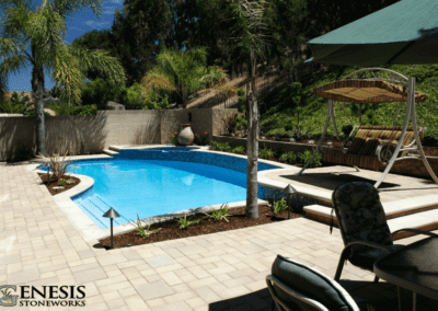 Genesis Stoneworks Pool Remodel with Deck Pavers, Coping, Walls, & Steps