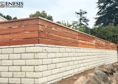 Genesis Stoneworks Privacy Slump Stone Wall & Wood Fence Topper