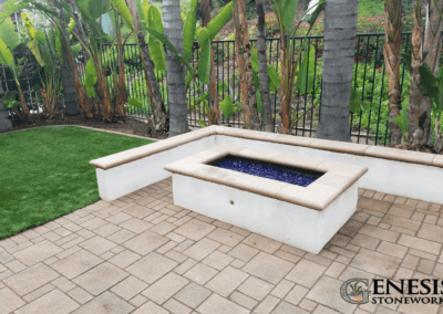 Genesis Stoneworks Rectangular Fire Pit, Seating Wall, & Pavers