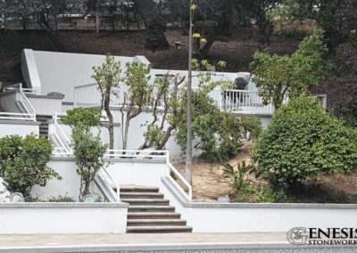 Genesis Stoneworks Retaining Walls with Stucco & Precast Caps