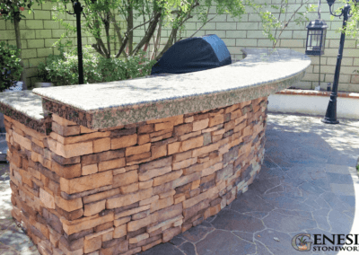 Genesis Stoneworks Round BBQ Island with Bar Top Install