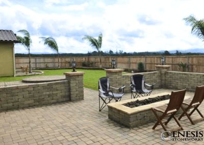 Genesis Stoneworks Rustic Wall Free Standing SSM, Pavers, & Fire Pit