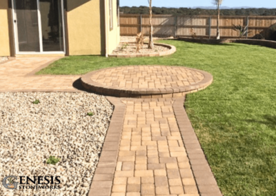 Genesis Stoneworks SSM Walkway Pavers & Brown Bullnose Steps