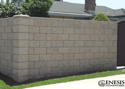 Genesis Stoneworks Split Face Fence Wall with Gate Installation