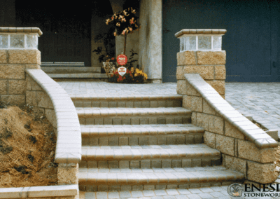 Genesis Stoneworks Split Face Pilasters, Walls, Paver Steps & Driveway