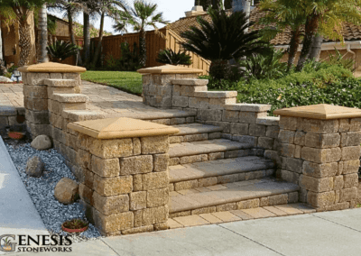 Genesis Stoneworks Stone Wall Pilasters & Paver Entryway