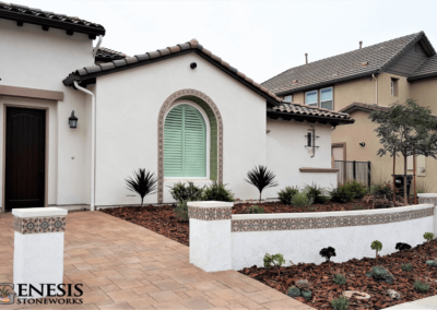 Genesis Stoneworks Stucco & Tile Wall & Paver Entryway Installation