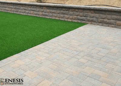 Genesis Stoneworks Textured Retaining Wall, Pavers, & Artificial Turf