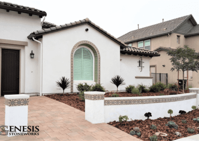 Genesis Stoneworks tile & Stucco Pilasters & Walls, & Front Patio Pavers